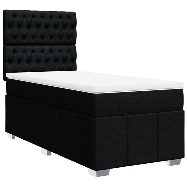 vidaXL Sommier à lattes de lit avec matelas Noir 90x200 cm Tissu