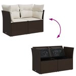vidaXL Canapé de jardin avec coussins 2 places marron résine tressée