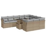 vidaXL Salon de jardin 11 Pièces avec coussins beige résine tressée