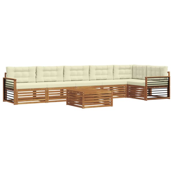vidaXL Ensemble de canapés d'extérieur 7 pc Naturel et Crème