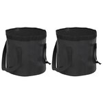 vidaXL Seaux pliables 2 Pièces noir 20 L PVC