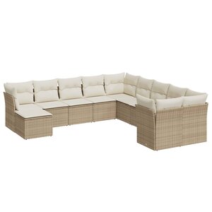 vidaXL Salon de jardin 11 Pièces avec coussins beige résine tressée