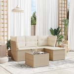 vidaXL Salon de jardin avec coussins 5 Pièces beige résine tressée