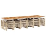 vidaXL Ensemble à manger de jardin et coussins 17 Pièces beige