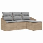vidaXL Ensemble de canapé de jardin 4 Pièces Beige et Gris clair