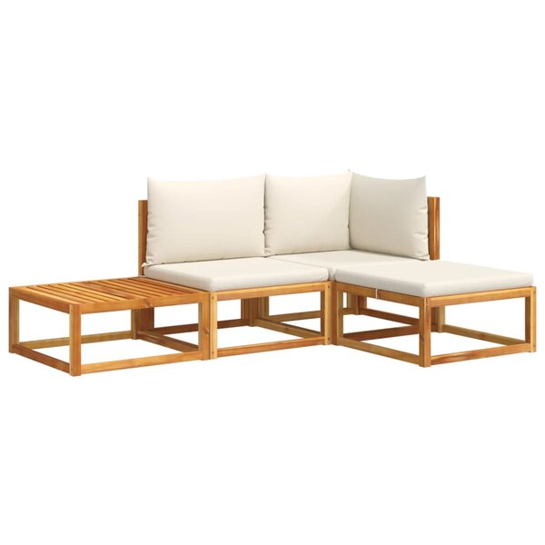 vidaXL Ensemble de canapés de jardin 4 pièces avec coussins en bois d'acacia et rotin