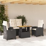 vidaXL Ensemble à manger de jardin 4 Pièces avec coussins noir