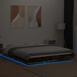vidaXL Cadre de lit et lumières LED sans matelas chêne fumé 160x200 cm