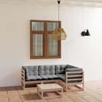 vidaXL Salon de jardin 5 Pièces avec coussins Bois de pin massif