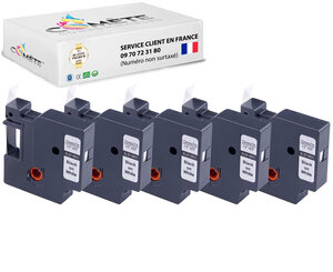 5 rubans compatibles pour étiqueteuses dymo d1 45013 s0720530 - 12mm x 7m noir sur blanc