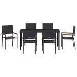 vidaXL Ensemble de salle à manger de jardin de 7 pièces en poly rattan noir