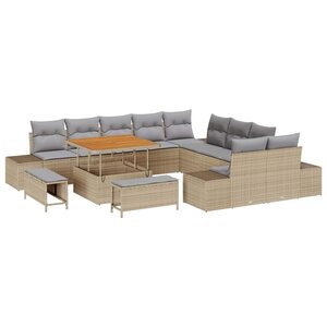 vidaXL Ensemble de canapé de jardin 13 Pièces Beige et Gris clair