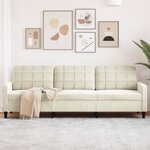 vidaXL Canapé à 3 places Crème 210 cm Velours