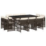 vidaXL Ensemble à manger de jardin et coussins 11 Pièces marron rotin