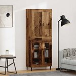 vidaXL Haut Armoire 2 Pièces Bois Ancien Bois Aggloméré et Verre