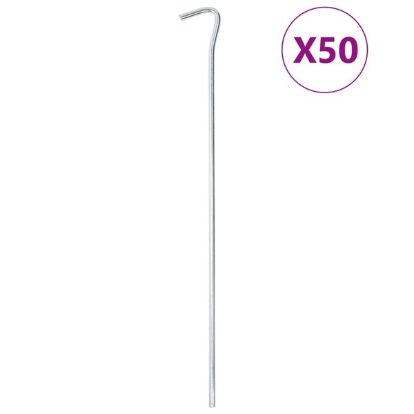 vidaXL Piquets de tente 50 Pièces 30 cm Ø7 mm acier galvanisé