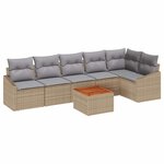 vidaXL Ensemble de canapé de jardin 7 Pièces Beige Poly rotin