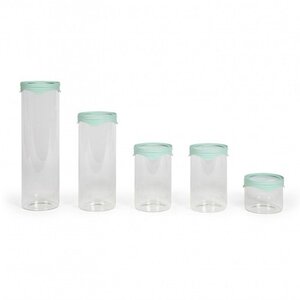 5 bocaux de conservation 450 ml - Verre borosciliate - Couvercle en silicone et verre