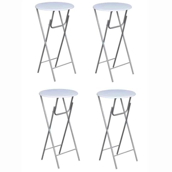 vidaXL Table de bar 4 Pièces avec dessus de table en MDF Blanc