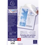 Sachet de 10 pochettes à soufflet avec rabat - polypropylène 20/100e - A4 - Cristal EXACOMPTA