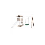 AXI Beach Tower avec balancoire nid  Marron Blanc Toboggan Blanc
