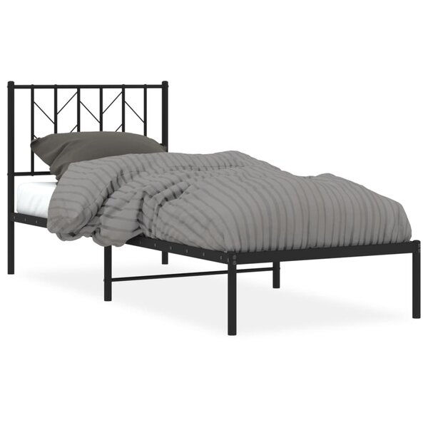 vidaXL Cadre de lit métal sans matelas avec tête de lit noir 80x200 cm