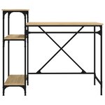 Bureau table poste de travail meuble d'ordinateur informatique étude avec étagères chêne 105 x 50 x 90cm bois d'ingénierie et fer brun 02_0023485