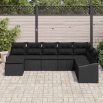 vidaXL Ensemble de Canapés avec coussin 8 Pièces Noir polyrotin