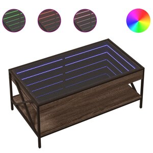 vidaXL Table basse avec LED Infinity chêne marron 90x50x38 cm
