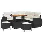 vidaXL Ensemble de canapé de jardin avec coussin 8 Pièces Noir et crème