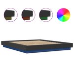vidaXL Cadre de lit avec lumières LED noir 160x200cm bois d'ingénierie