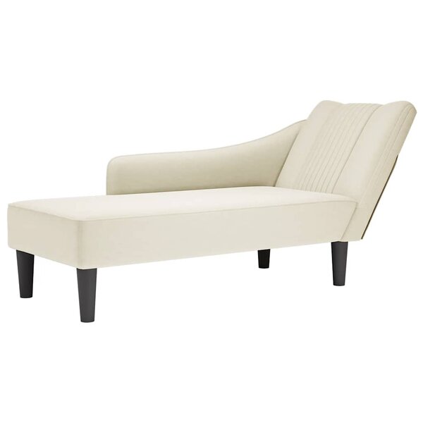 vidaXL Fauteuil long avec accoudoir droit crème velours
