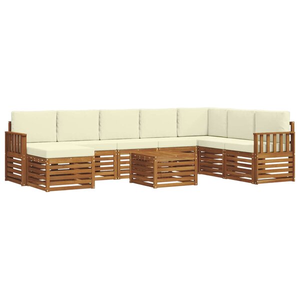 vidaXL Ensemble de canapés d'extérieur 9 pc Naturel et Crème