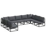 Ensemble de canapé de jardin avec coussin 9 Pièces Noir Aluminium