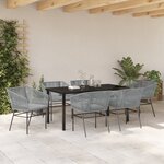 vidaXL Ensemble de Salle à Manger de Jardin 2 Pièces avec Coussins Gris en Poly Rattan