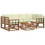 vidaXL Ensemble de canapés d'extérieur 7 Pièces Naturel et Crème