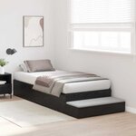 vidaXL Cadre de lit de rangement Noir Chêne 90x190 cm