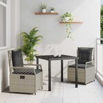 vidaXL Ensemble de salle à manger pour jardin 3 Pièces Gris clair
