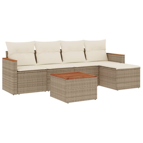 vidaXL Salon de jardin avec coussins 6 Pièces beige résine tressée