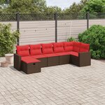 vidaXL Salon de jardin avec coussins 7 Pièces marron résine tressée