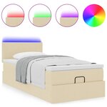 vidaXL Lit ottoman avec matelas crème 100x200 cm tissu