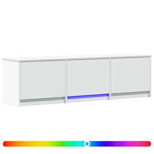 vidaXL Meuble TV avec LED 140 x 34 x 40 cm Blanc Bois d’ingénierie