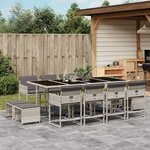 vidaXL Ensemble à manger de jardin et coussins 13 Pièces gris clair rotin
