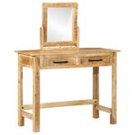 vidaXL Table de coiffeuse avec miroir en bois massif de manguier brut