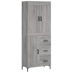 vidaXL Buffet haut Sonoma gris 69 5x34x180 cm Bois d'ingénierie