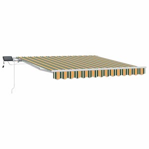 vidaXL Auvent Rétractable Vert et jaune 350 x 250 cm Tissu et acier