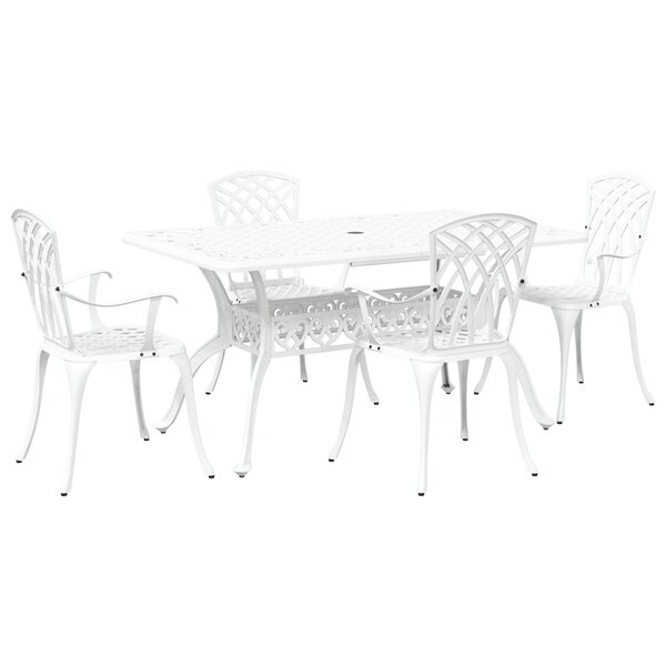 vidaXL Ensemble de salle à manger de jardin 5 pièces en aluminium coulé blanc