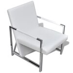 vidaXL Fauteuil avec pieds chromés Blanc Similicuir