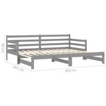 vidaXL Lit coulissant 2x(90x200) cm Gris Bois de pin massif