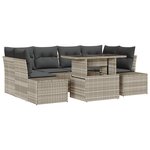 vidaXL Ensemble de salon de jardin 7 pièces avec coussins Gris clair en poly rotin